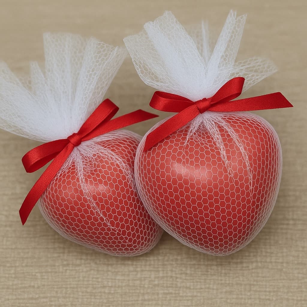Kit Sabonetes Artesanais de Coração 65g Aroma Morango | Lembrancinha Presente Casamento e Festas