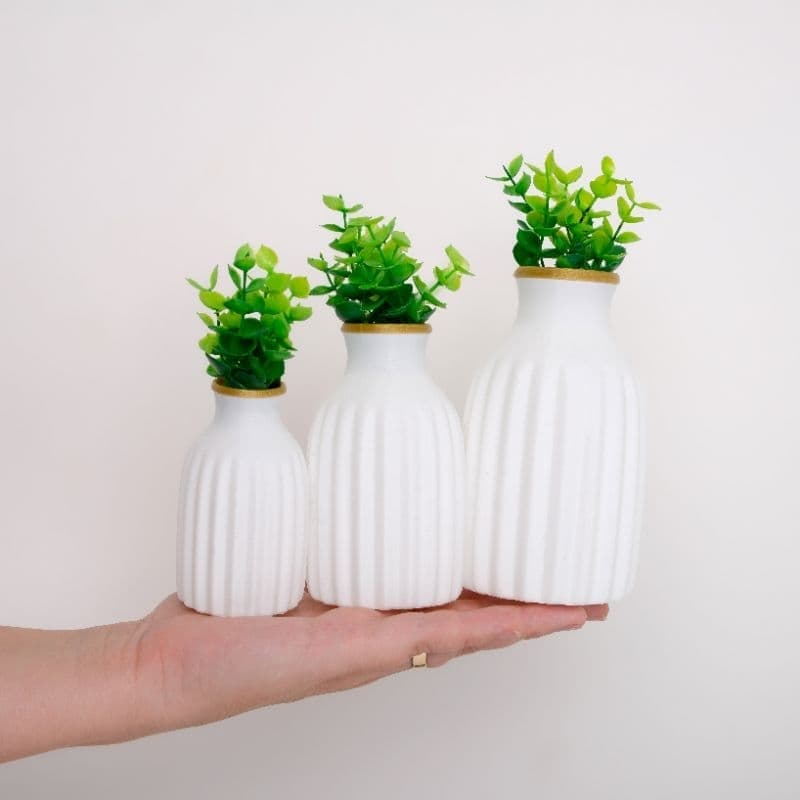 Kit Vasos Minimalistas com Planta Artificial | Decoração Moderna para Sala, Estante, Escritório, material plástico
