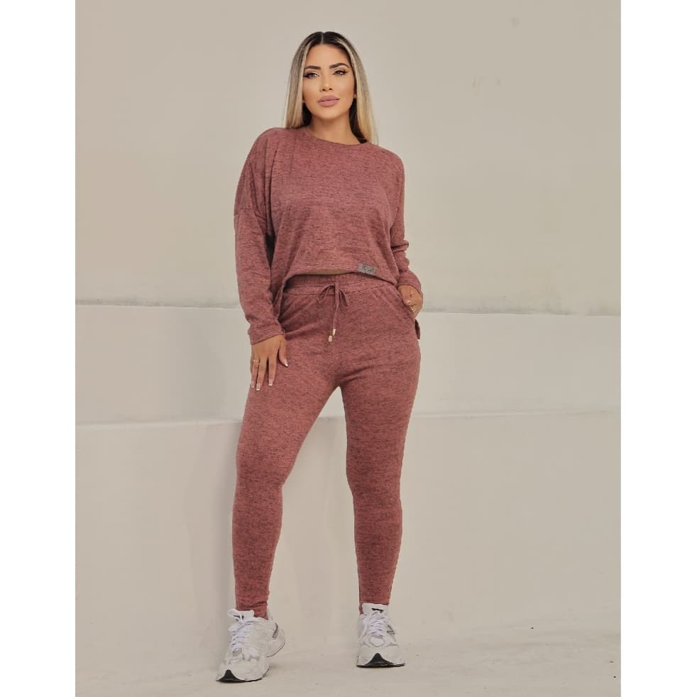 Conjunto Feminino 2 peças calça Jogger e blusa lãnzinha Premium KANDI