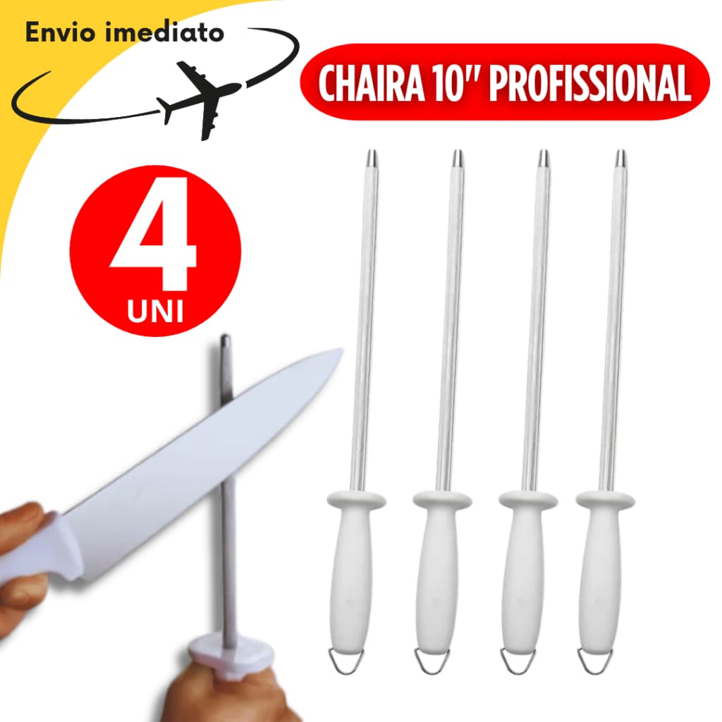 Kit 04 Chairas 10” Amolador Profissional de Facas Açougue Churrascaria e Cozinha de Alto Desempenho Variáveis