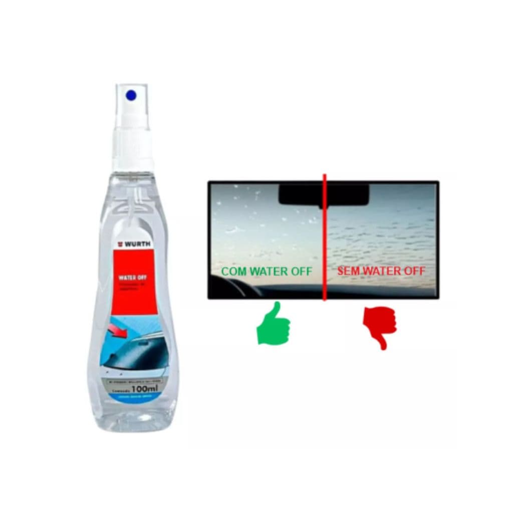 Repelente de Água Vidros Para-brisa Capacetes - Water Off 100ml - Wurth