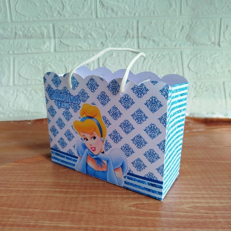 Sacolinha Personalizada Lembrancinha Cinderela Azul e Cinderela Rosa Escolha sua Preferida-Pegue e Monte