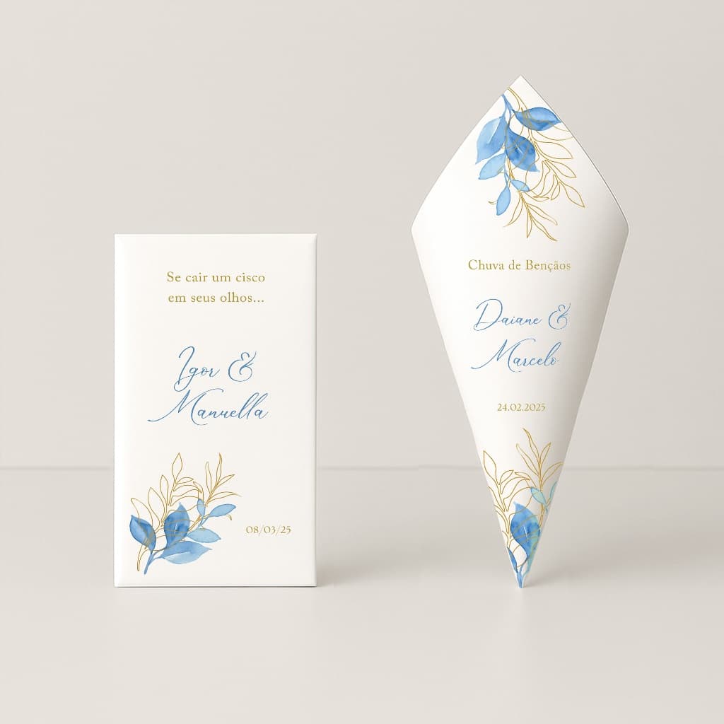 Cones de Pétalas e Lenços Lágrimas de Alegria Casamento Personalizado