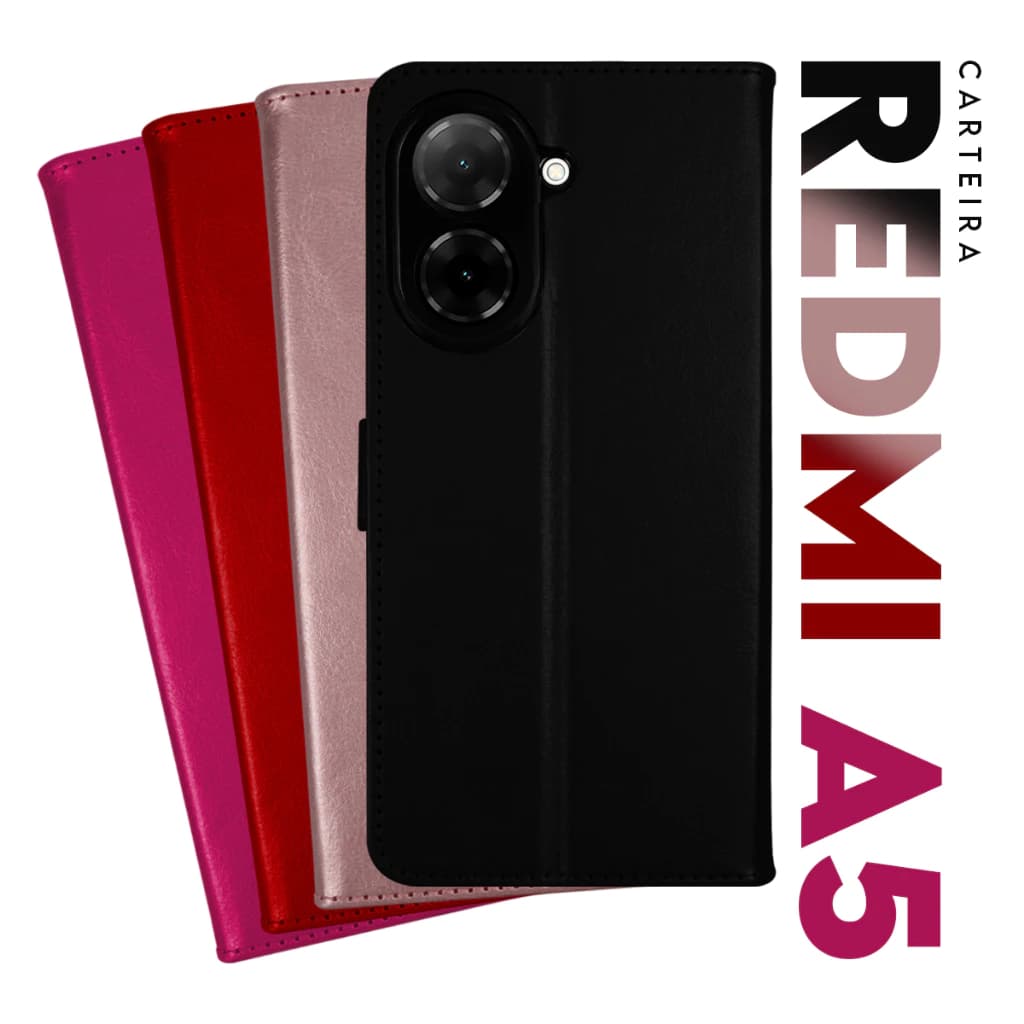 Capa Carteira em Couro Xiaomi Redmi A5 4G com Porta Cartão e Fecho Magnetico Case *