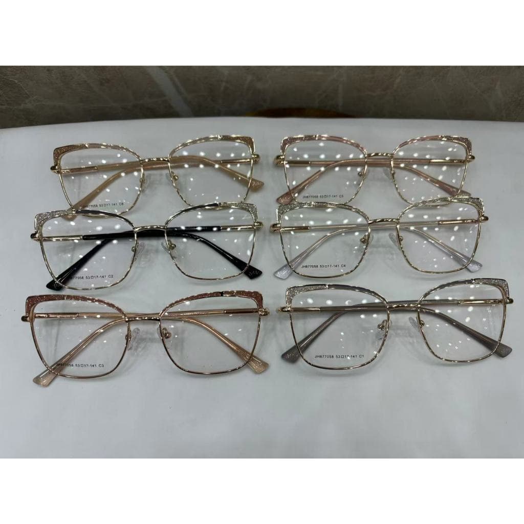 ÓCULOS ARMAÇÃO FEMININO LUXO ARO COMPRETO METAL Brilhante877058