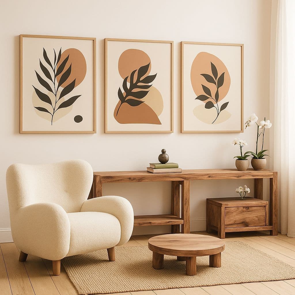 Quadro Decorativo 3 Peças Trio Plantas Escandinavos Boho Moderno Decoração Para Casa