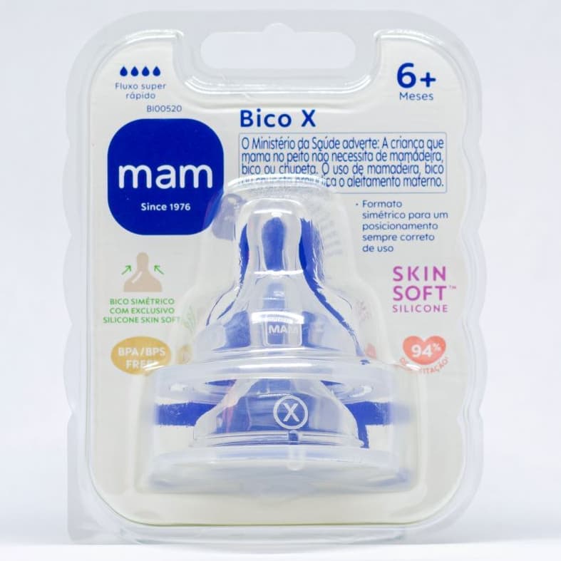 Bico Mamadeira X Mam 6m+ Fluxo Super Rápido - Dupla