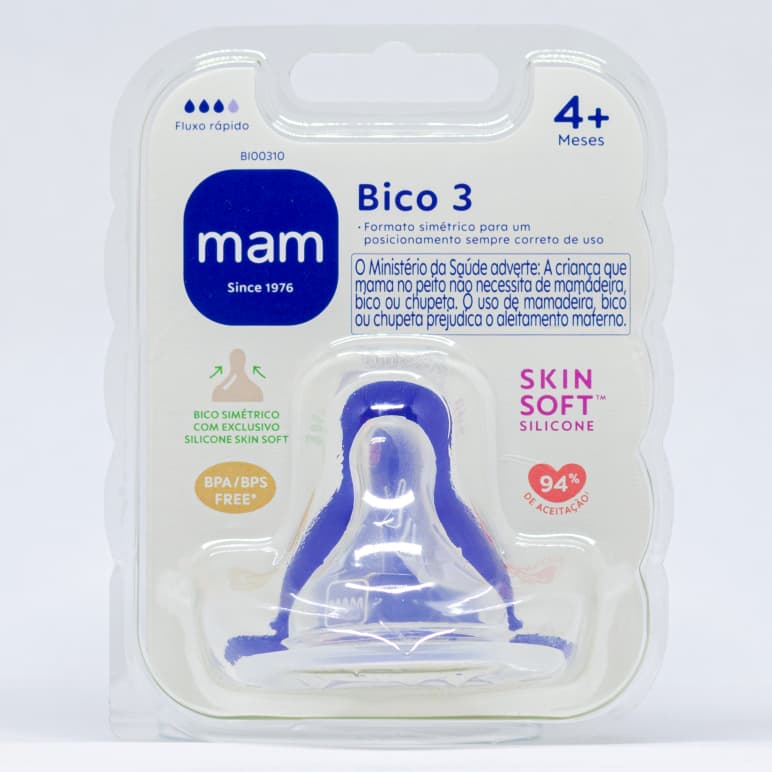 Bico Mamadeira Mam Nº 3 Fluxo Rápido 4+ Meses 1 Unidade