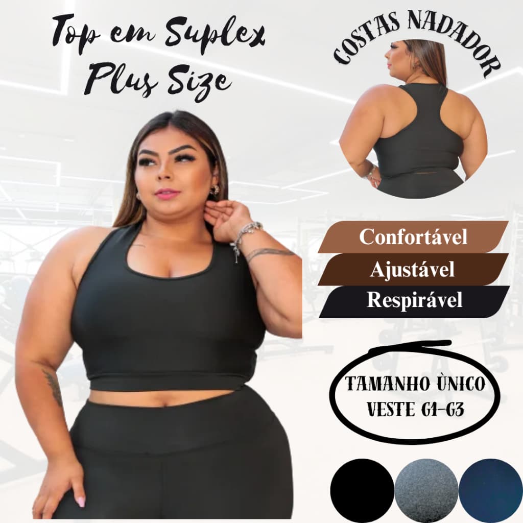Top Plus Size Em Suplex Academia Fitness Sem Bojo Curve