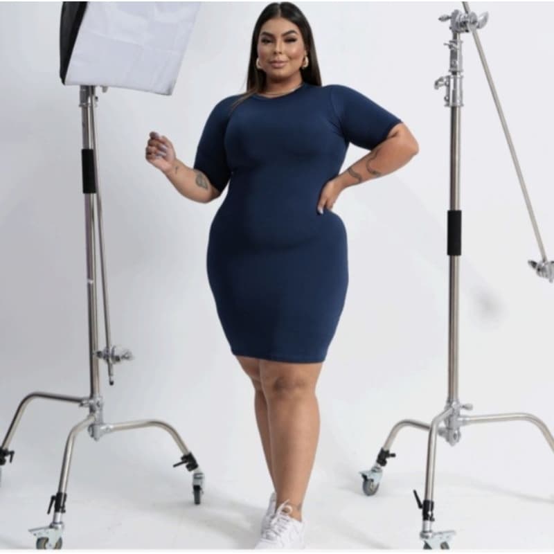 Vestido Plus Size | Suplex com Forro | Manga Curta | Veste 46 ao 50 | Confortável e Estiloso | Diversas Cores
