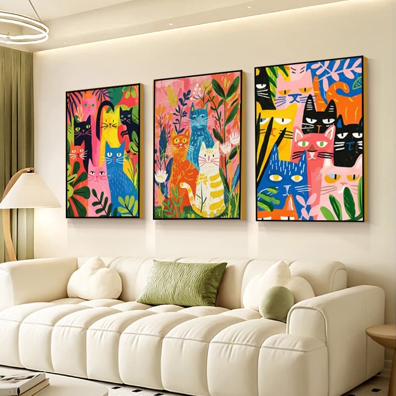 Quadros Decorativos Gato Pintado 122x60cm impressão 4k