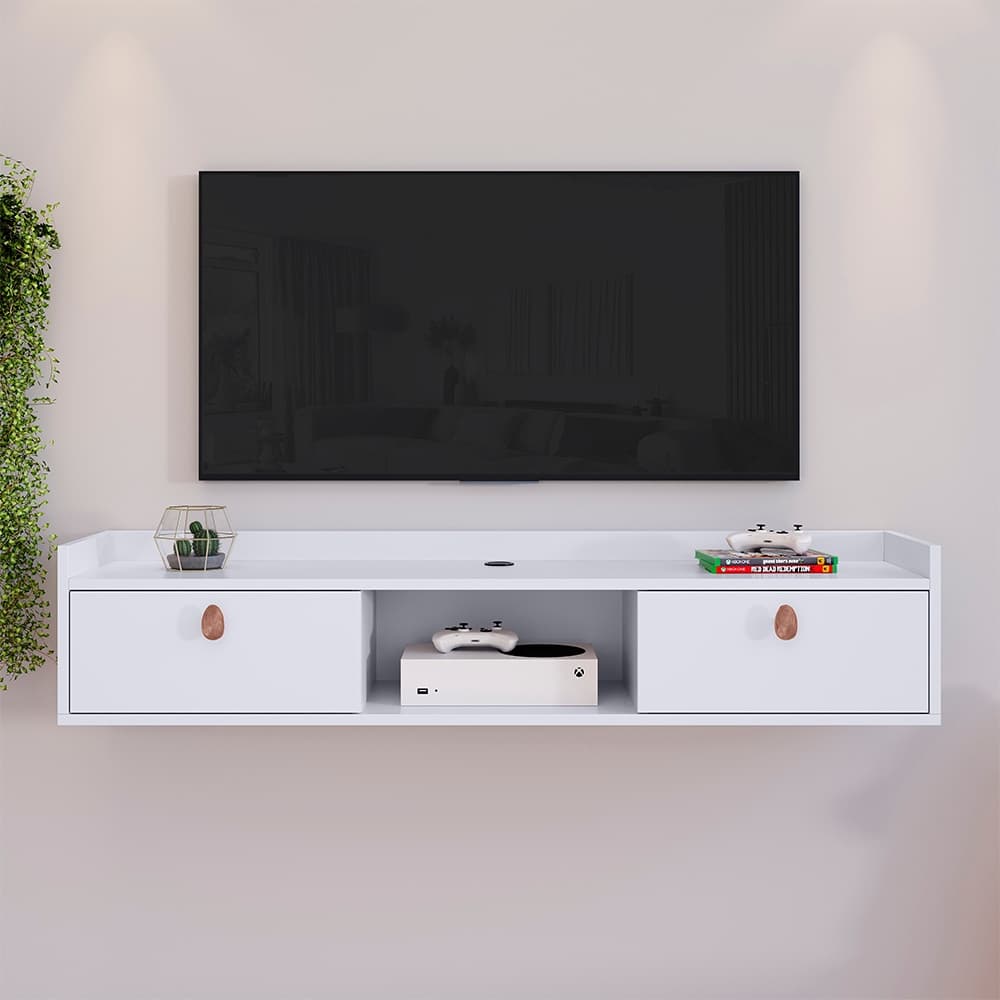 Rack 0,90 Suspenso Multifuncional Perfeito para Sala ou Quarto Nicho 2 Portas