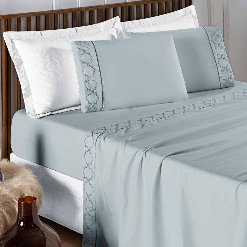 Jogo De Cama Casal Queen Size Madri Bordado 300 Fios Super Elegante
