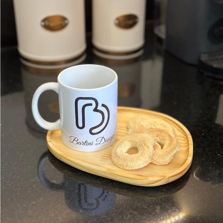 Tábua de Servir Café, Chá e Petiscos em Madeira de Pinus com Rebaixo – 21x17cm