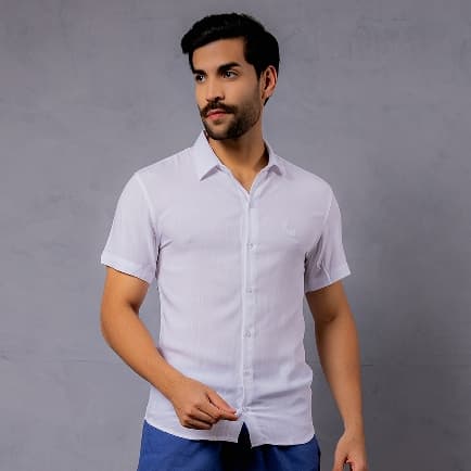 Camisa Linho Masculina Manga Curta Slim Masculino