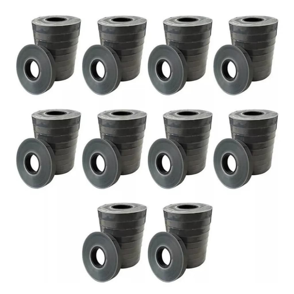 Kit Fita Alciador Alceador - 10 Rolos - Com 10 Fitas Em Cada - Cinza Grampeador Uva Ramos