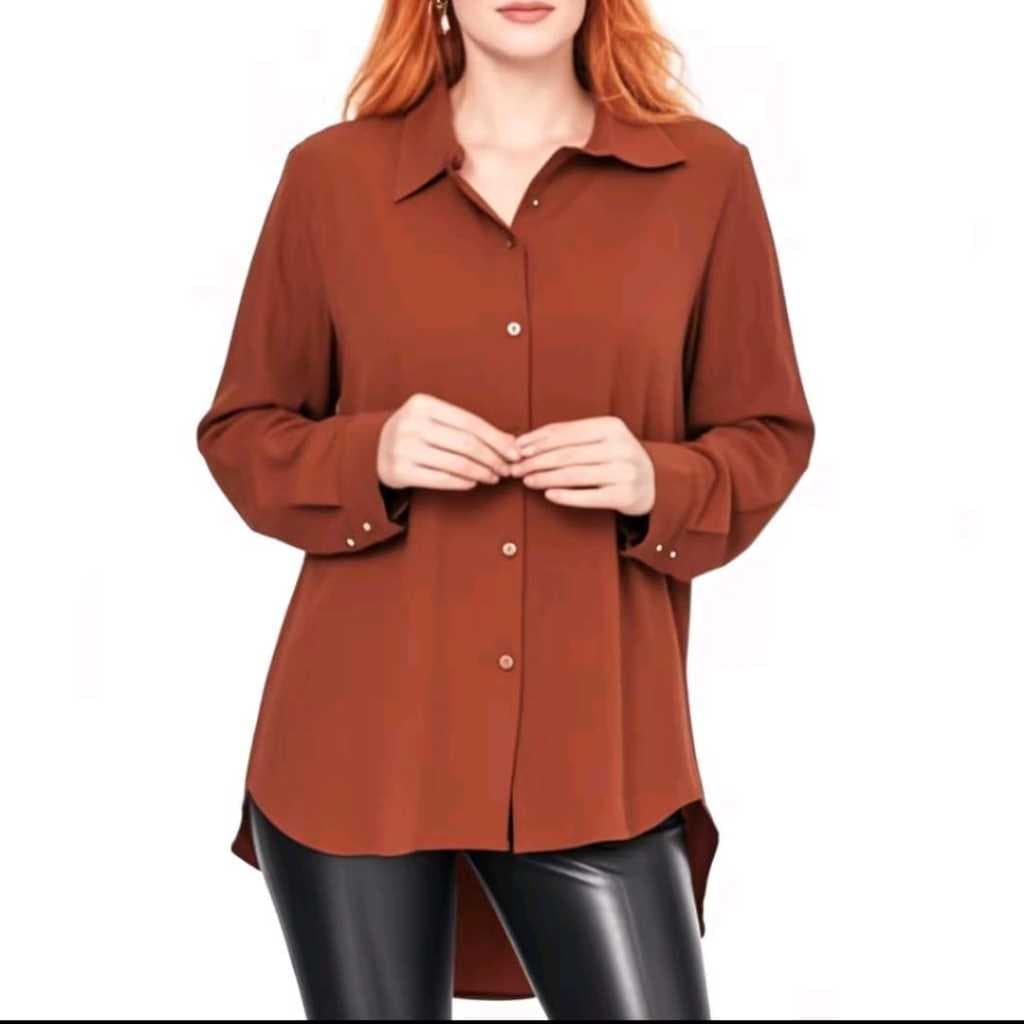 LANÇAMENTO  CHEMISA LISA MANGA LONGA MODA FEMININO NOVO DUNA