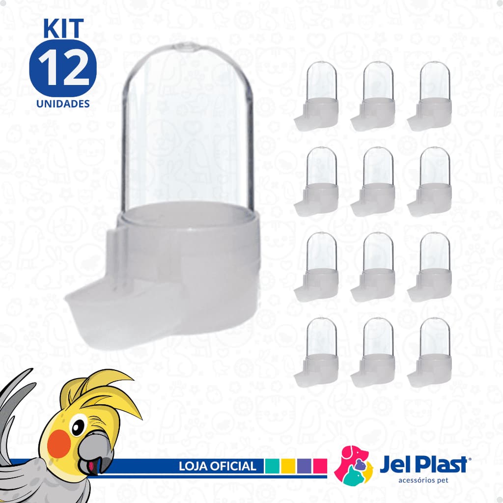 Bebedouro Para Pássaro Aves Jumbo Trinca Ferro Malha Larga 30ml Jel Plast