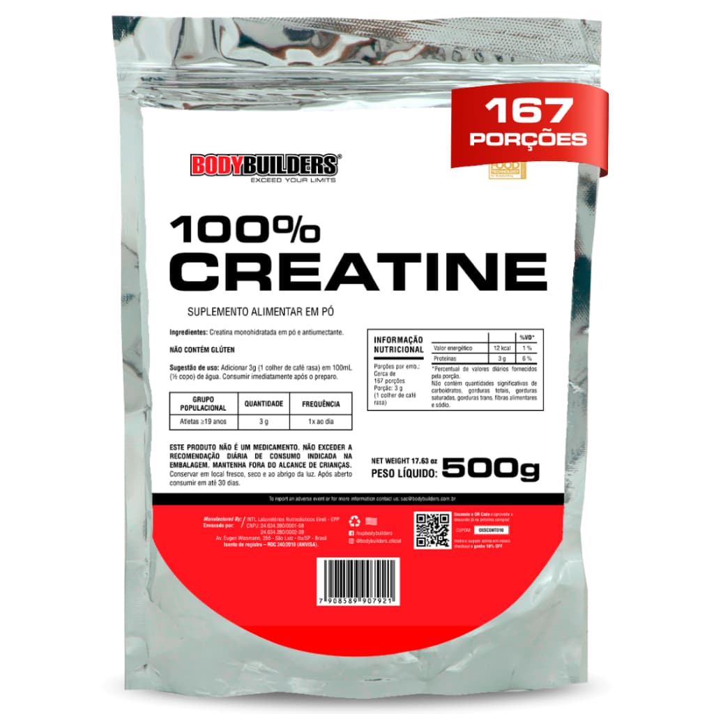 Creatina 100% Pura Monohidratada 500g - Bodybuilders