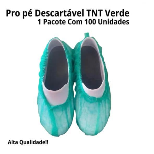 Propé Sapatilha TNT Descartável Verde 100 Unidades Pro pé