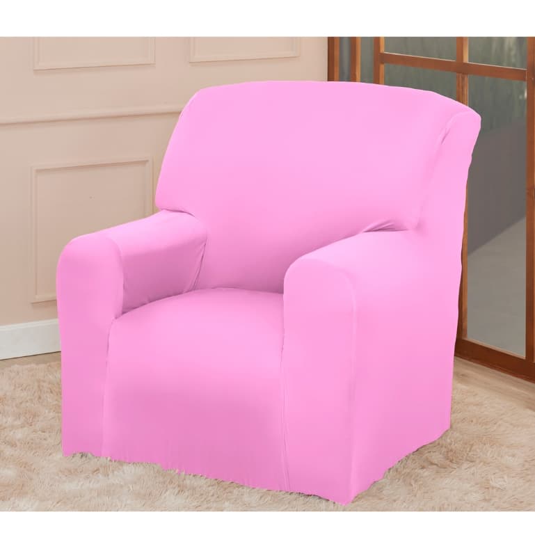 Capa Protetor De Sofá Poltrona Papai 1 Lugar Coladinha Rosa em Tecido Malha Gel