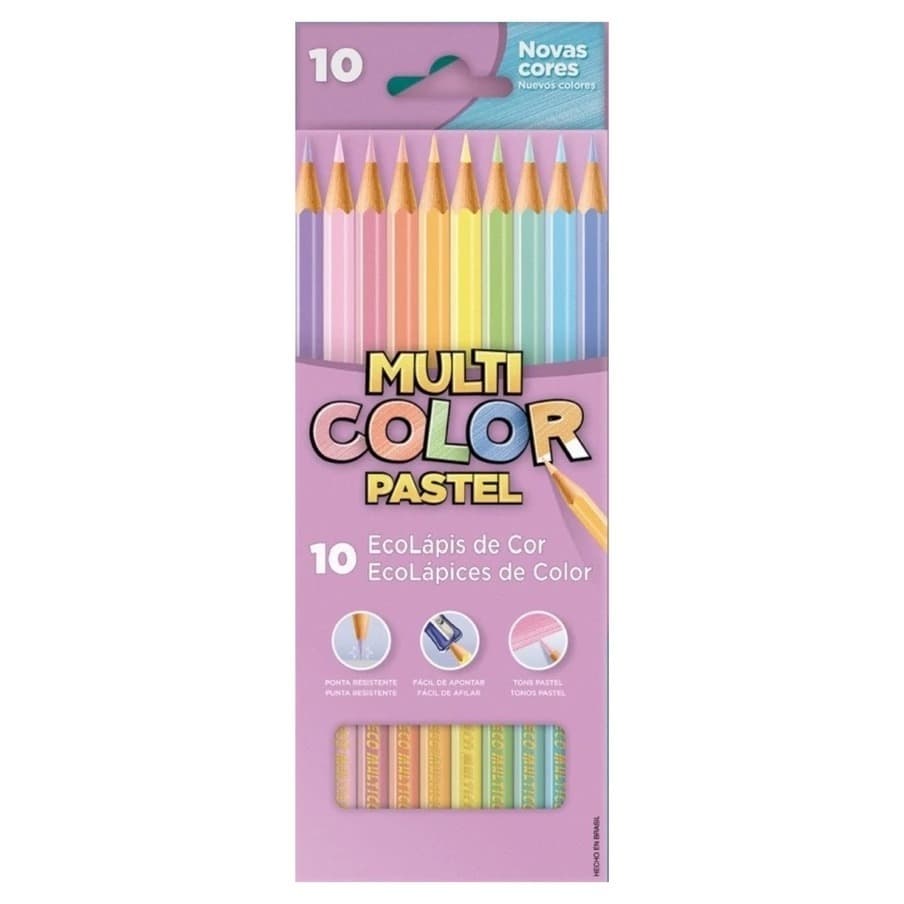 Lápis de Cor Tons Pastel 10 Cores Multicolor - Faber-Castell -  Kit Lápis de Cor 1, 2 ou 3 Caixas