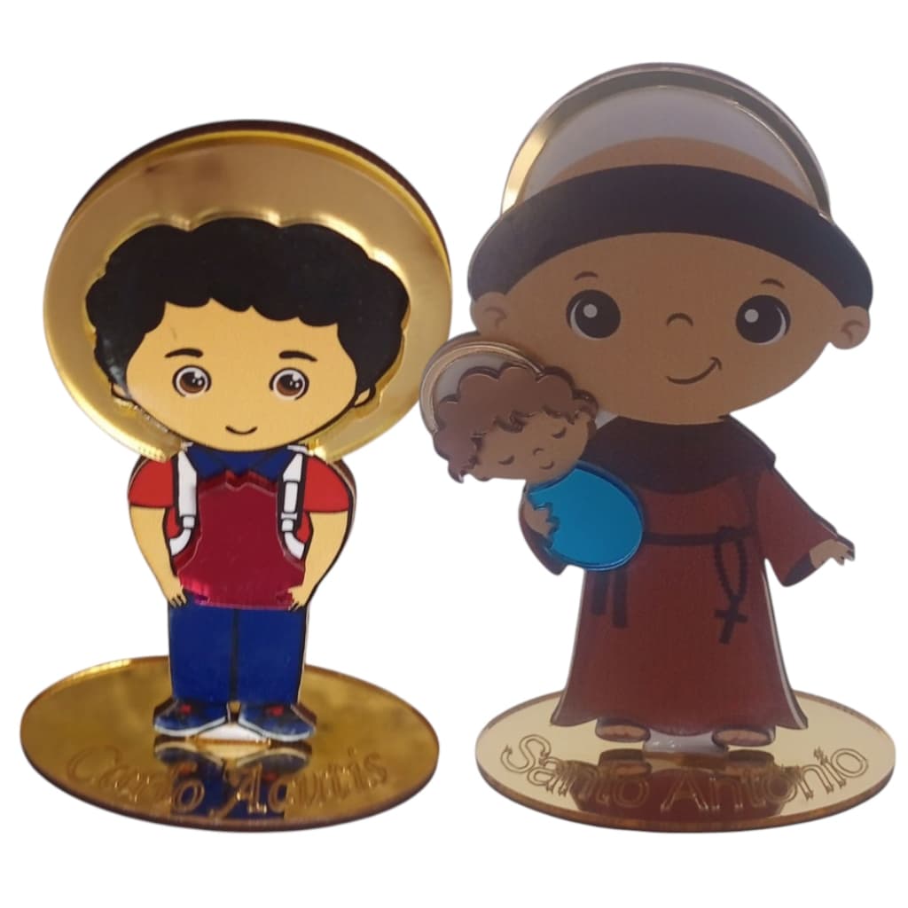 Santinhos Fofos Carlo Acutis Ou Santo Antônio Em MDF E Acrílico Perfeitos Para Devotos!