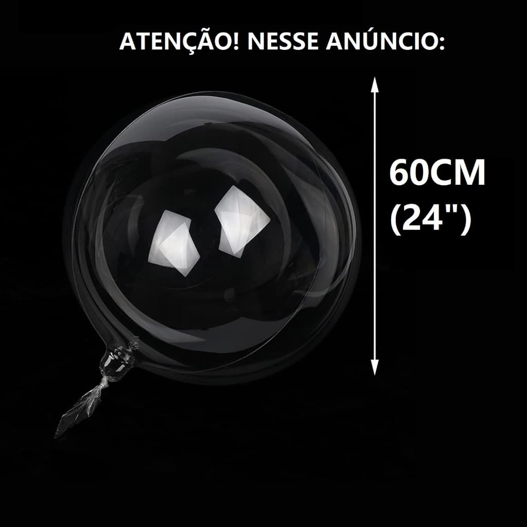 Kit 50 Balões Bubble 24'' Transparente para Festa Aniversário Casamento Decoração Balão 60cm (Cheio)
