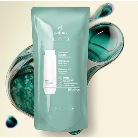 CRESPOS 300ml Refil Shampoo Hidratante para Definição e Nutrição de Cabelos Crespos LUMINA Natura