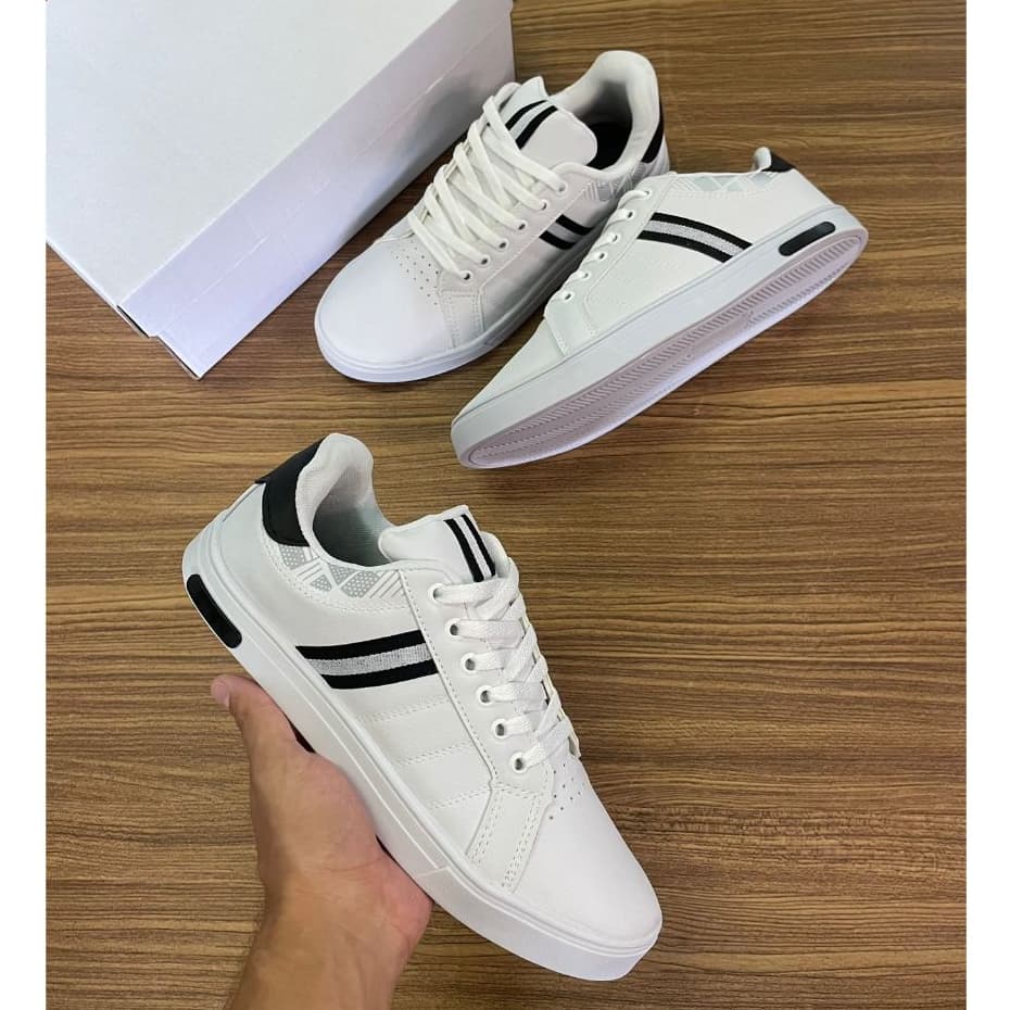 Sapatênis Branco e Preto Incrível Leve Casual SM14
