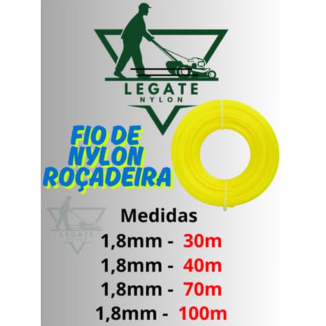 Fio de Nylon Redondo  para Aparador de Grama e Roçadeira 1,8mm/30m/40m/70m/100m