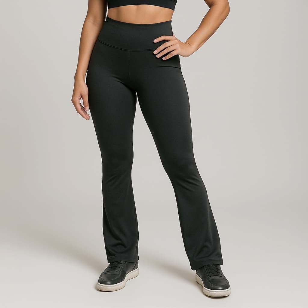 Calça Feminina Legging Flare Bailarina Boca de Sino Cintura Alta