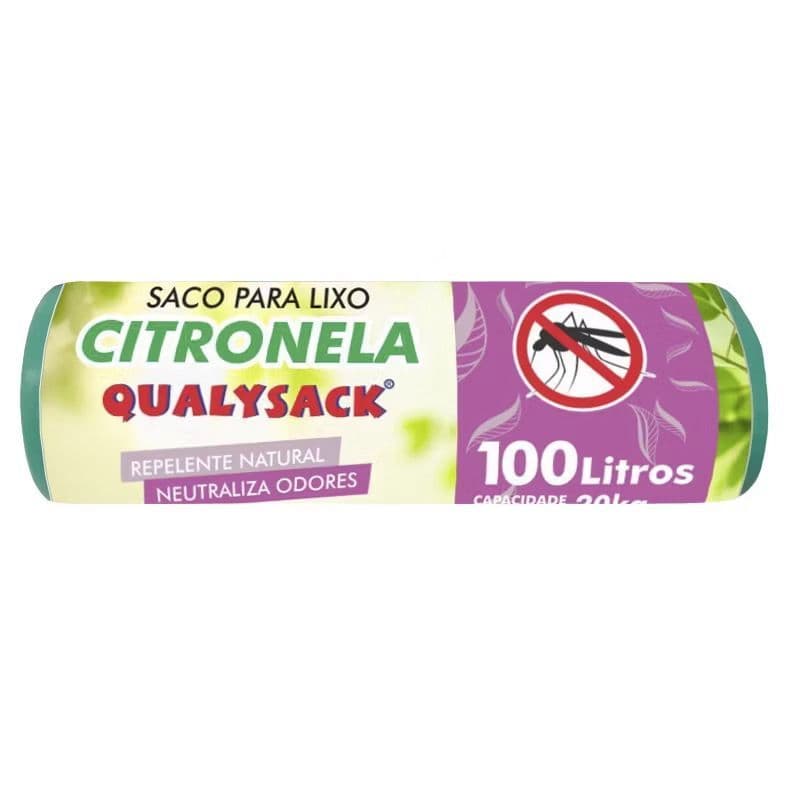 Saco para Lixo Citronela Repelente 50L e 100L Bloqueador Odor e inseto Qualick