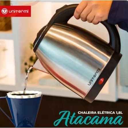 Chaleira Elétrica Unitermi  Inox 1.8 Litros Térmica desligamento automático 110V 127V 220V
