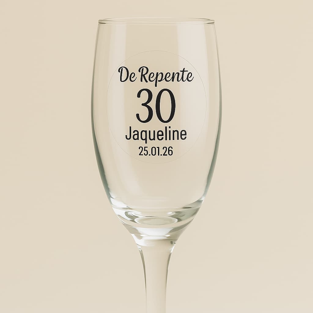 Rótulo Adesivo Personalizado Transparente Aniversário  De Repente 30 Anos 4cm– Aniversário, 40 anos, 50 anos, 60 anos