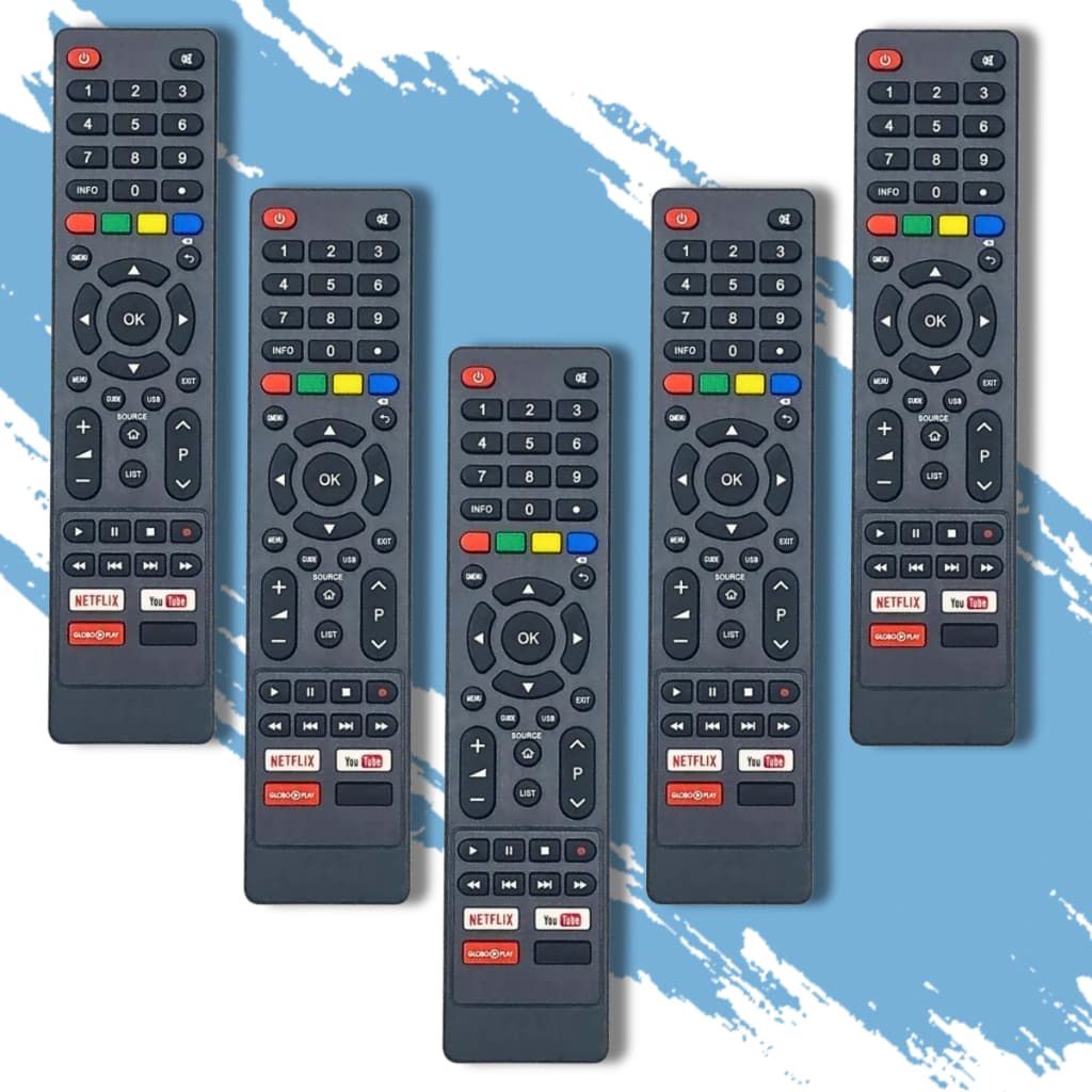Kit 5 Controle Remoto Compatível Philco Smart Tv Netflix Youtube Globoplay