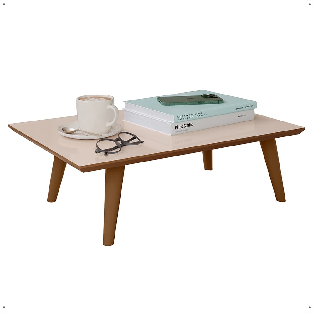 Mesa De Centro Paris Retangular Sala Mdf Pé Palito Decoração Várias Cores
