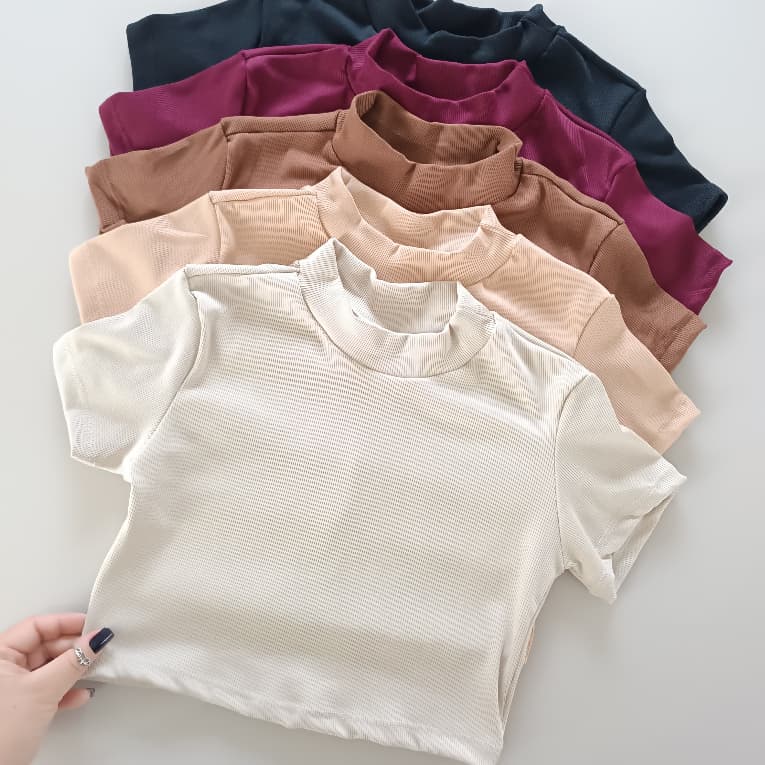 Cropped Feminino Blusinha Ribana Feminina Moda Blogueira Cores Neutras Básica e Confortável