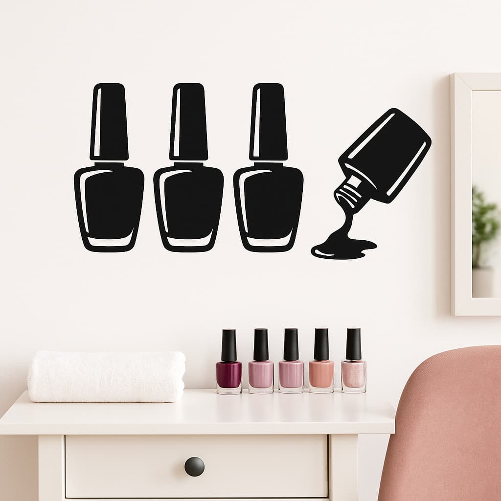 Adesivo de Parede Esmaltes - Decoração para Salão de Unhas, Nail Designer e Espaços Femininos 47,5CM X 1M