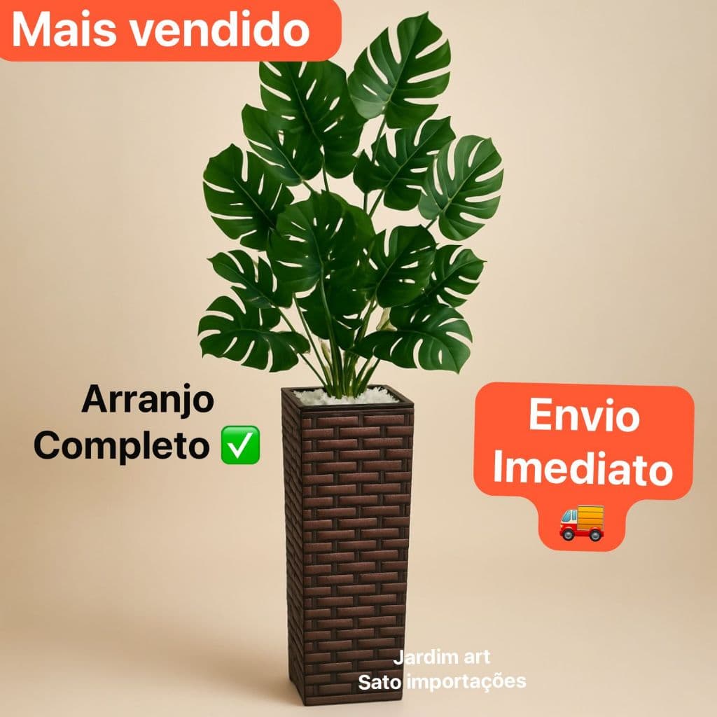 Arranjo Decorativo Tropical 105cm Costela de Adão no Vaso ref 2FCG