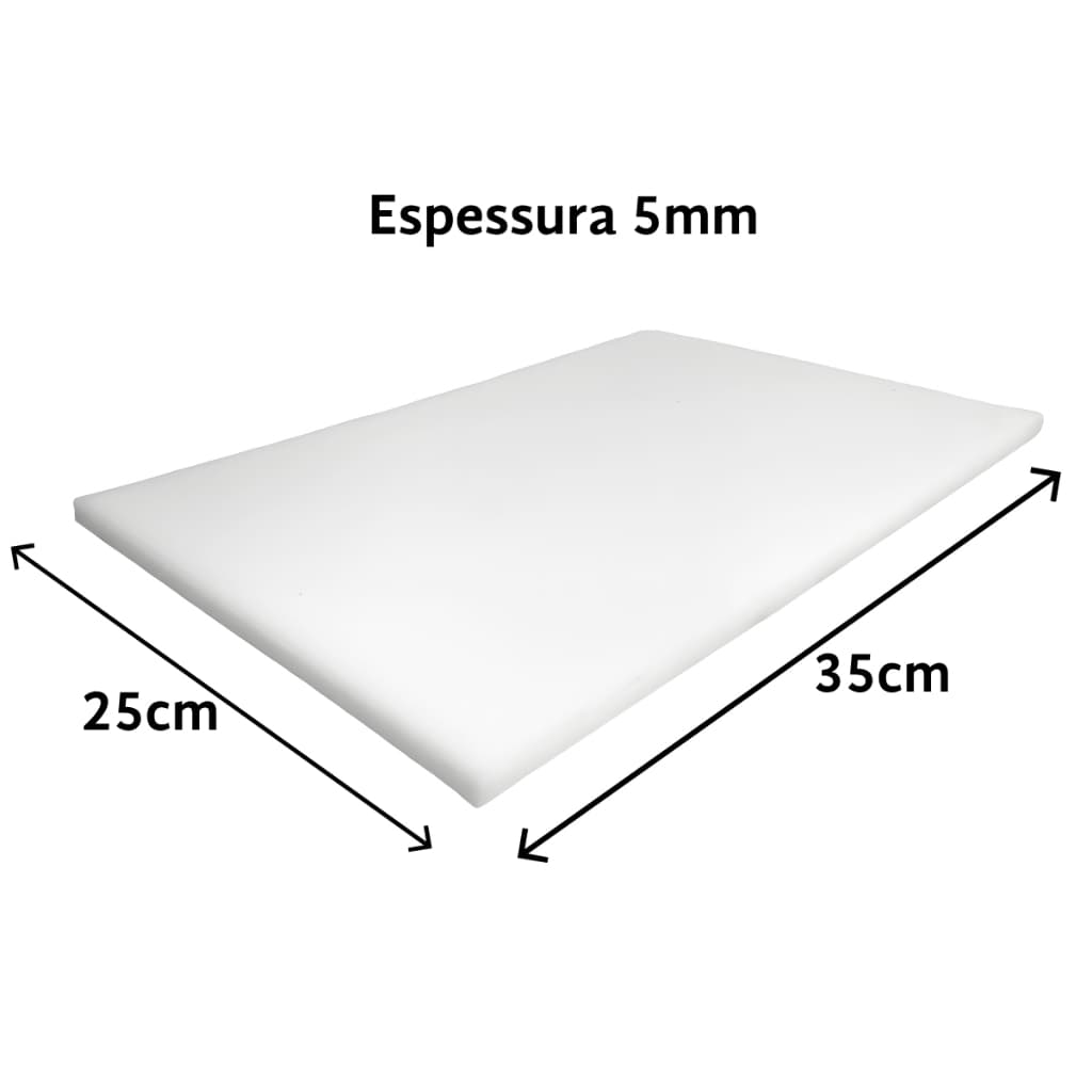 Tábua Placa Polietileno 25cm x 35cm X 5 mm Cozinha Branca Profissional