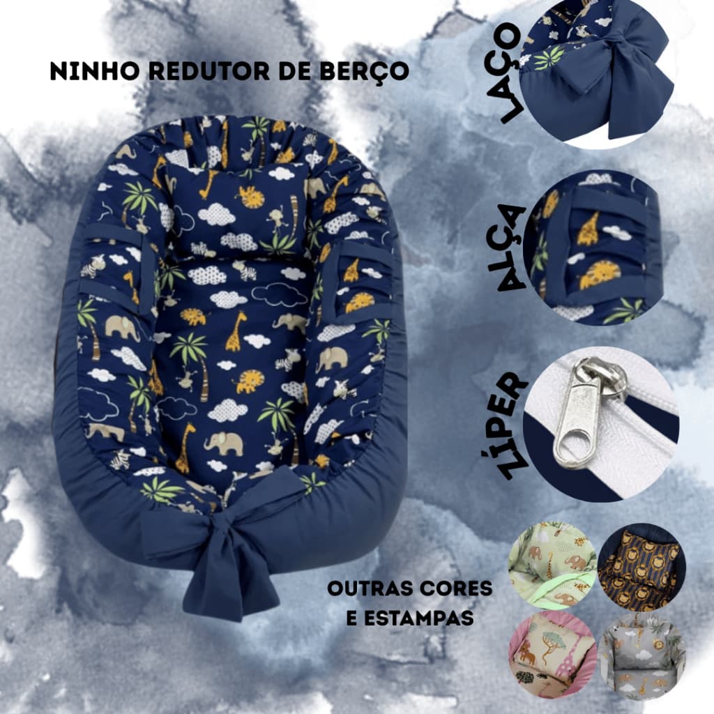 Ninho Redutor De Berço Com Travesseiro Anatômico Fofinho Para Bebe Menino Menina