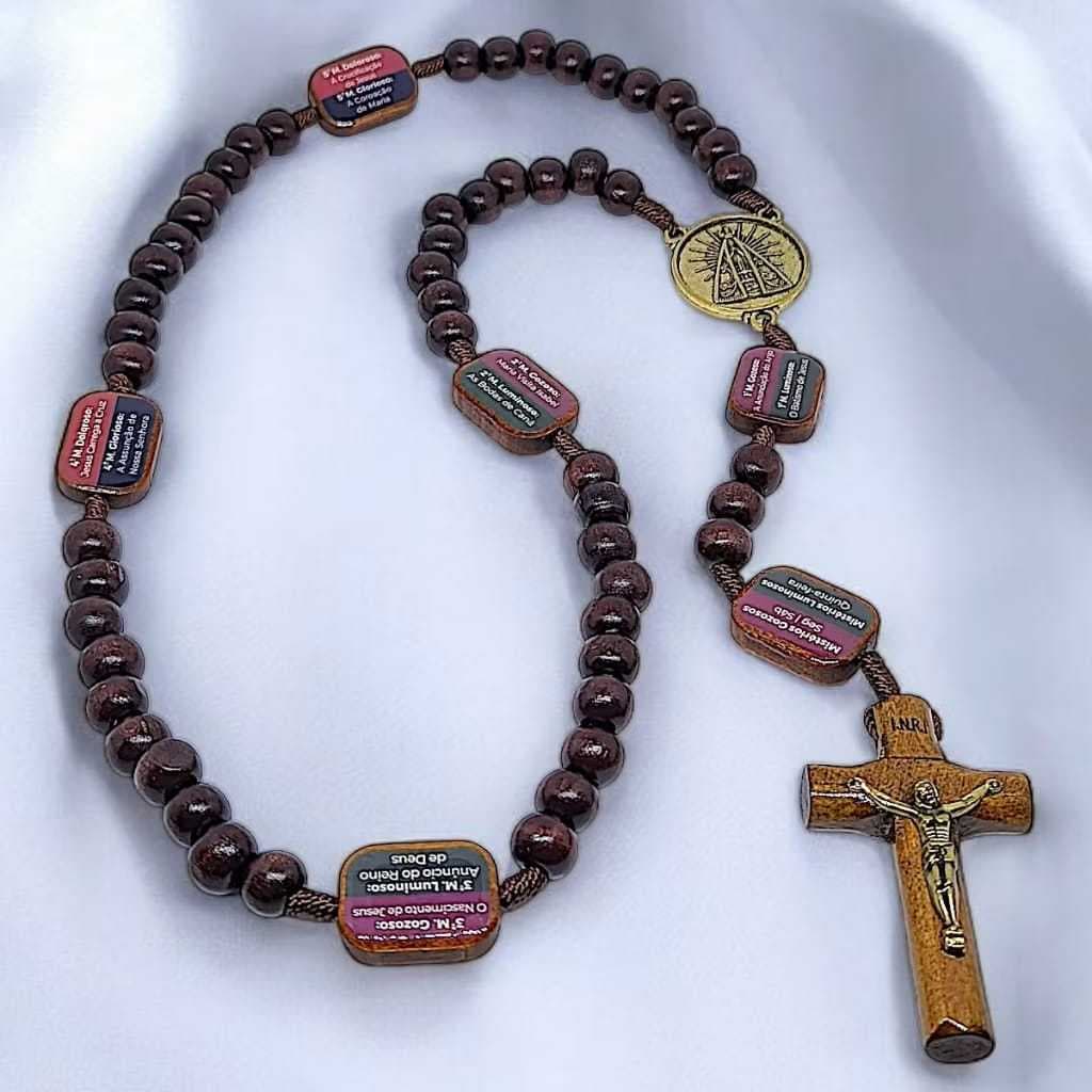 Terço/Rosário Nossa Senhora Aparecida Mistério Da Contemplação Madeira