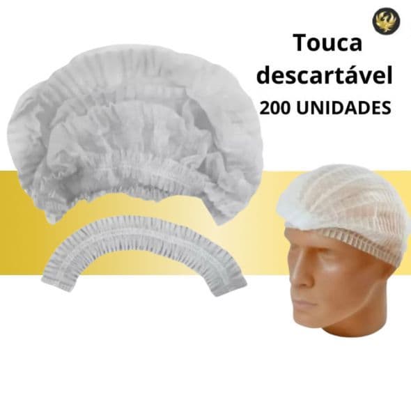 Kit 200 Touca Descartável TNT Sanfonada - BRANCA
