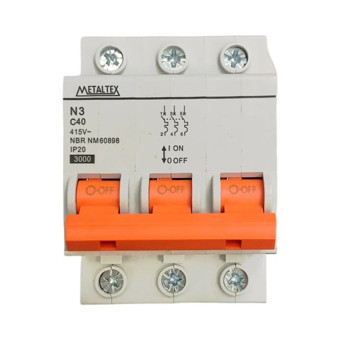 Mini Disjuntor Tripolar 40A N3-3C40 Metaltex