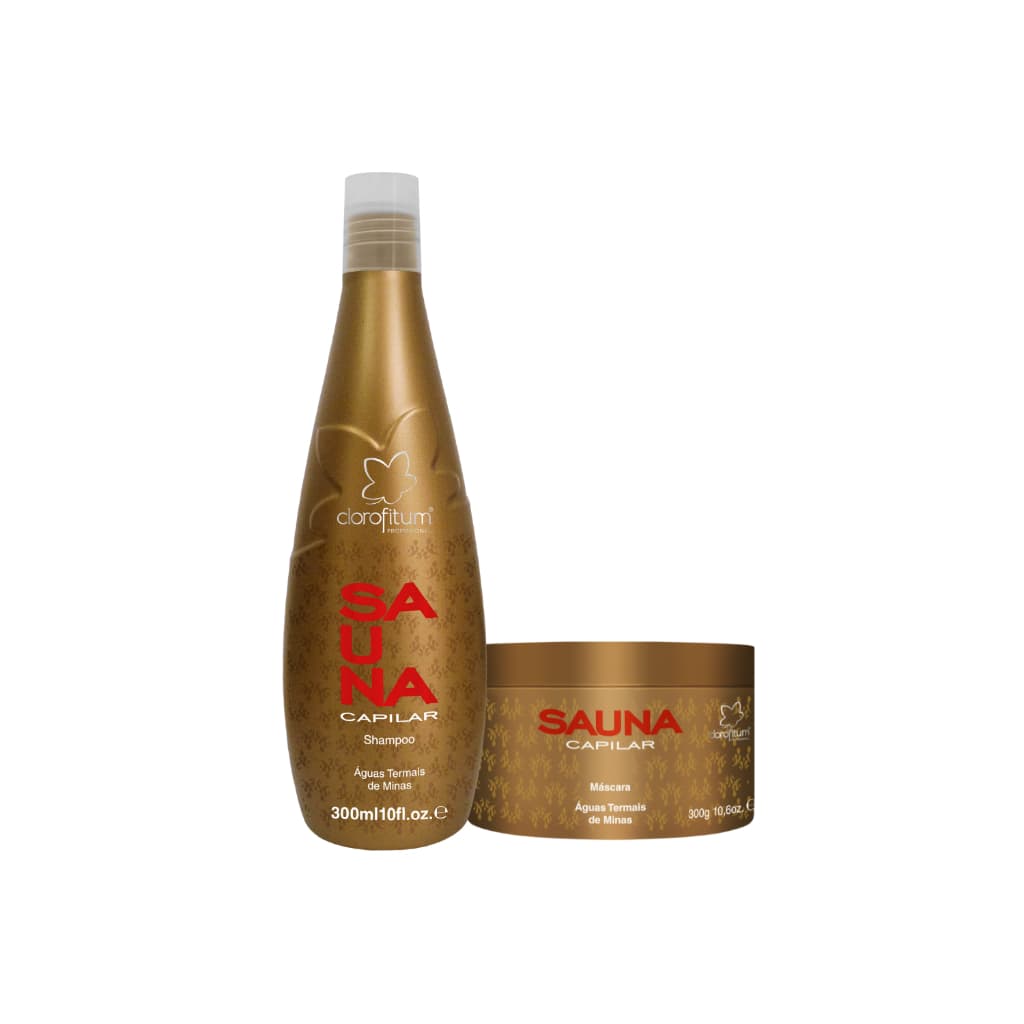 Kit Sauna Capilar Máscara de Nutrição de 300 g e Shampoo Nutritivo de 300 ml Estimula o Crescimento