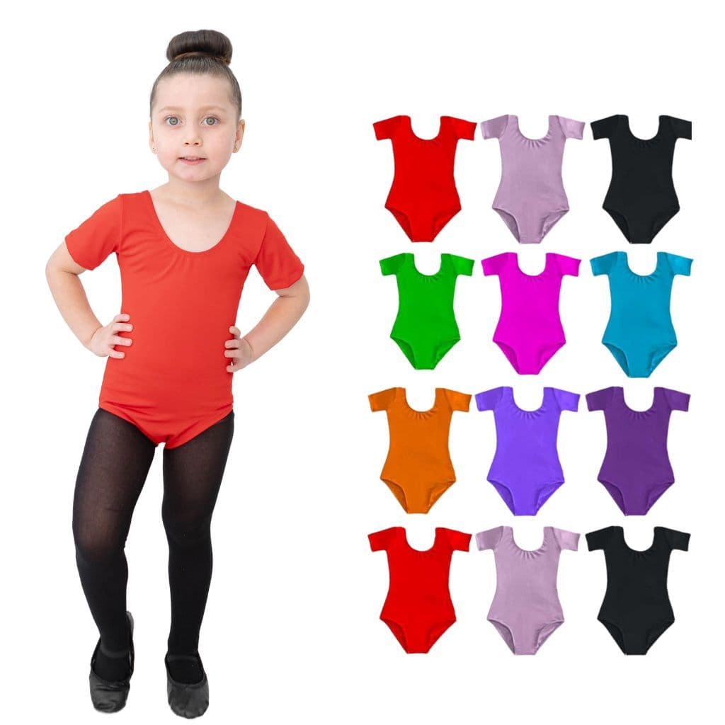 Body Colorido Ballet Infantil Suplex Meia Manga Envio Imediato 2 a 12 Anos