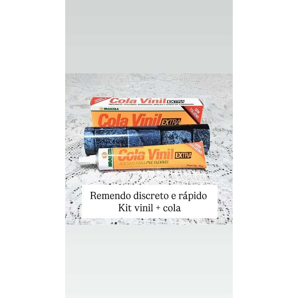Remendo Para Piscina de Vinil Reparo com Faixa de Vinil de 20cm x 15cm + 1 Cola Bisnaga 75gr Estampa Blue Stone
