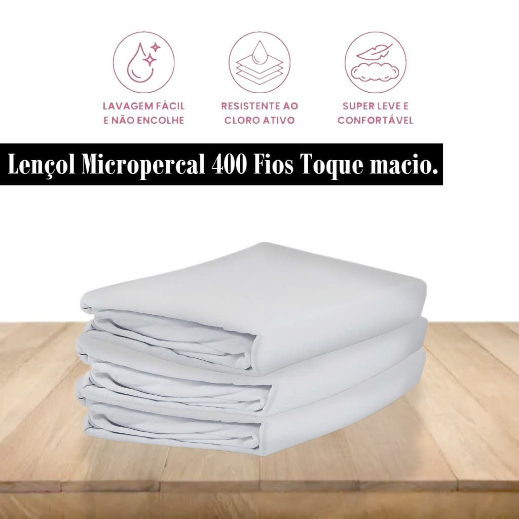 Lençol De Solteiro Com Bainha De Cima Micropercal Peletizado 400 Fios Clinica Hospital Hotel