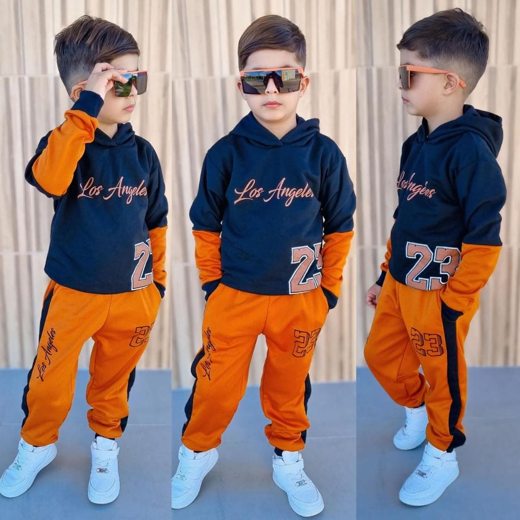 Conjunto De Frio Casaco e Calça Infantil Juvenil Masculino Los Angeles